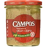 Los mejores  - Campos- Conserva de atún claro en aceite de oliva- frasco de cristal - 315 gr.